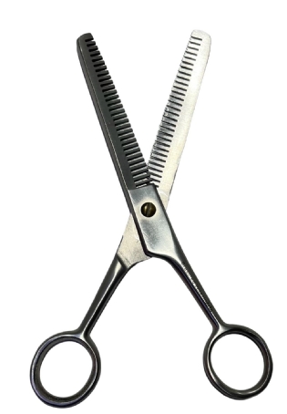 Tesoura para tosa dentada reta em aço inox